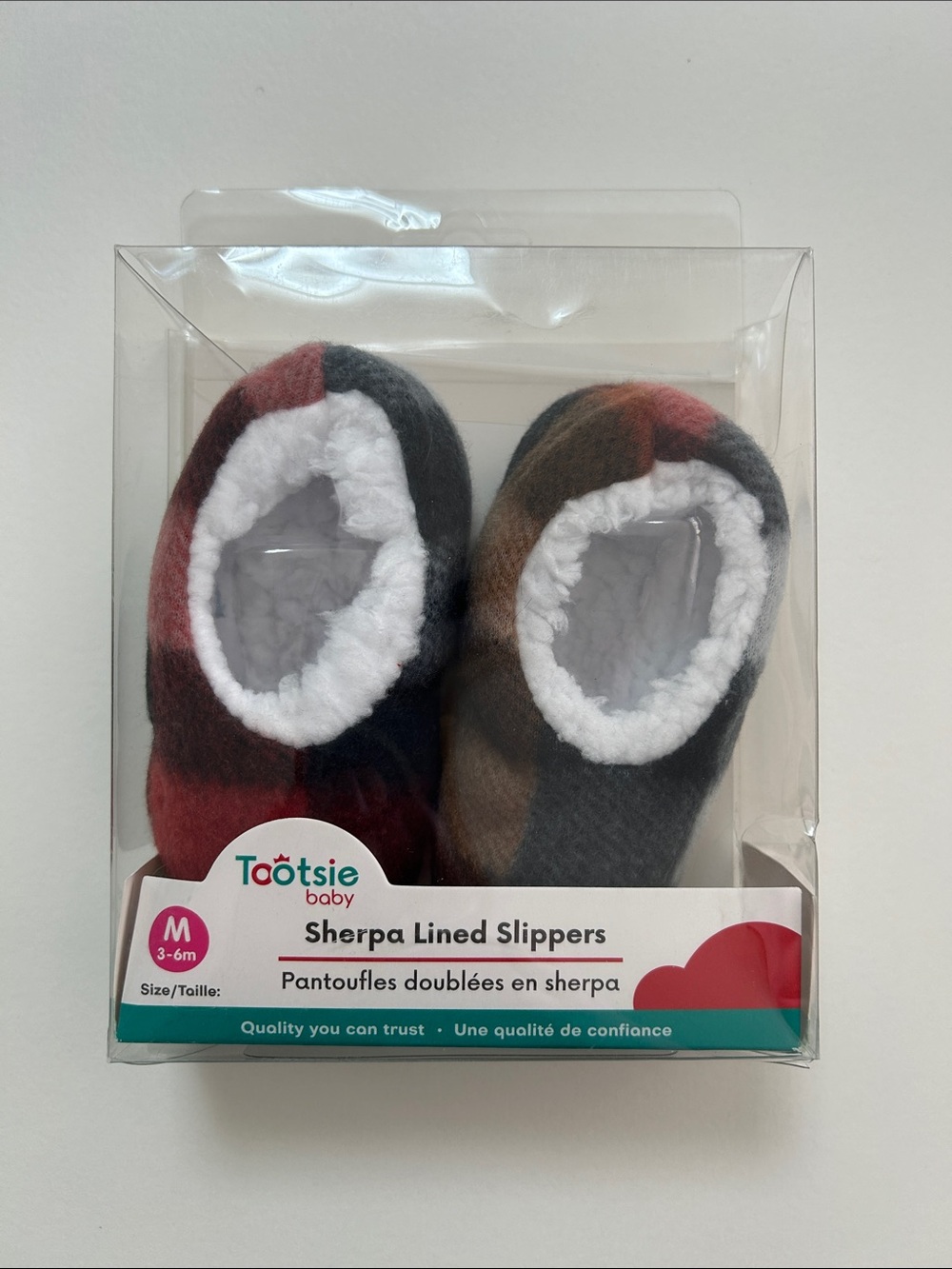 Tootsie Baby Sherpa-Lined Kids Slippers in Multi Plaid